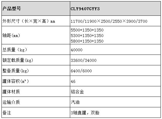 46方運(yùn)油半掛車型號參數(shù)表圖